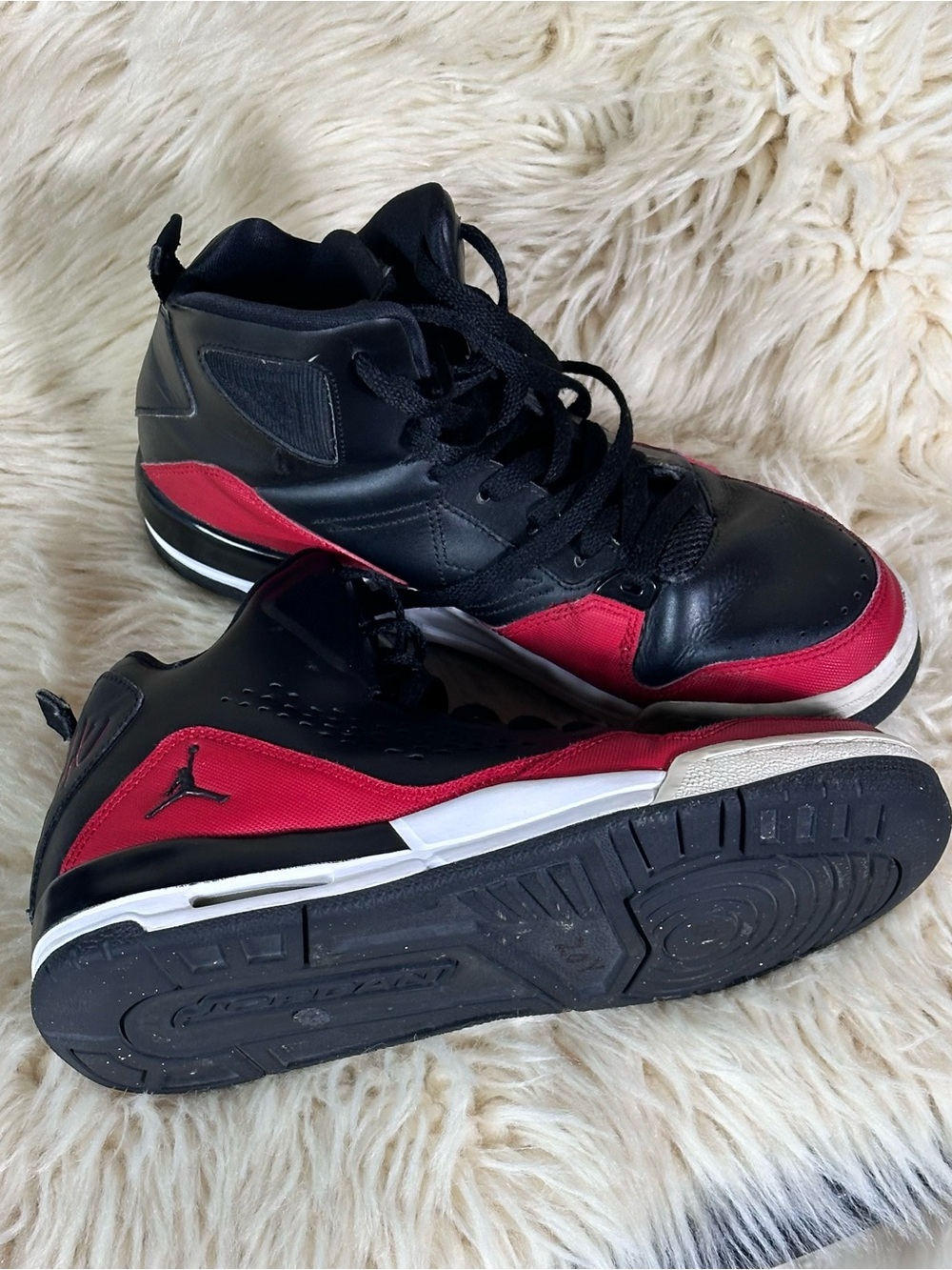 Jordan Kids Black and Red High-Top Sneakers - Picture 5 of 9